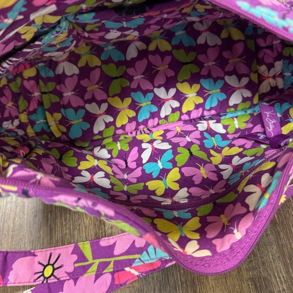 Vera Bradley Butterfly Floral Quilted Crossbody Bag‎ Purple Pink Yellow Blue - Picture 6 of 16